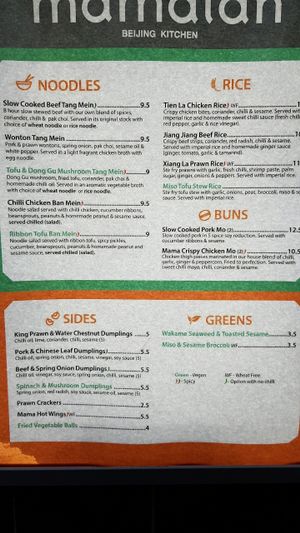 Menu at mamalan - Clapham in South West London