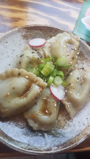 Delicious vegan dumplinga at mamalan - Clapham in South West London