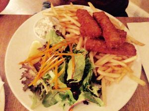 Fish fingers and fries  at The East Sydney Hotel in Sydney