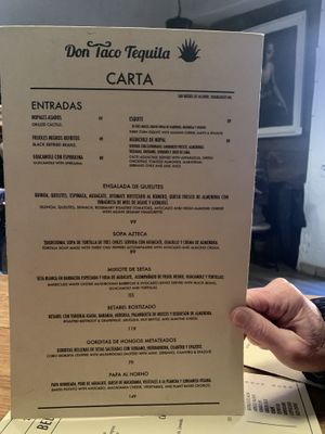 Menu at Don Taco Tequila in San Miguel De Allende