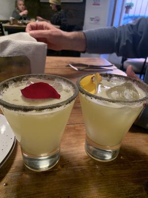 Rose Petals in our fabulous Margaritas  at Don Taco Tequila in San Miguel De Allende