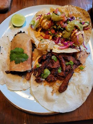 Taco Norteño (left), Baja (top), Gringa at Don Taco Tequila in San Miguel De Allende