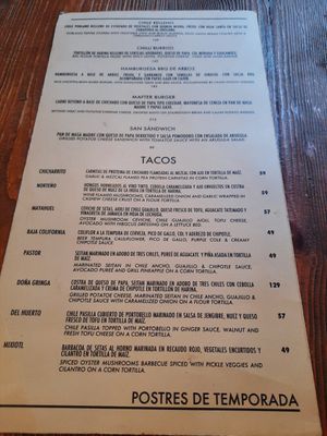 Menu 1 at Don Taco Tequila in San Miguel De Allende