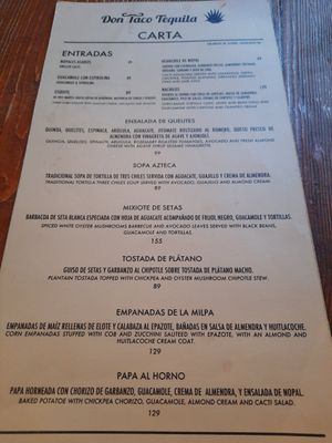 Menu 2 at Don Taco Tequila in San Miguel De Allende