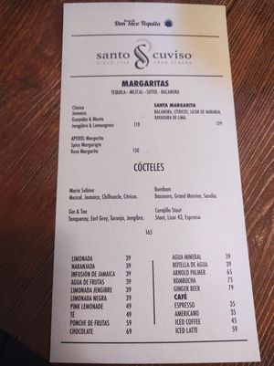 Menu bebidas at Don Taco Tequila in San Miguel De Allende