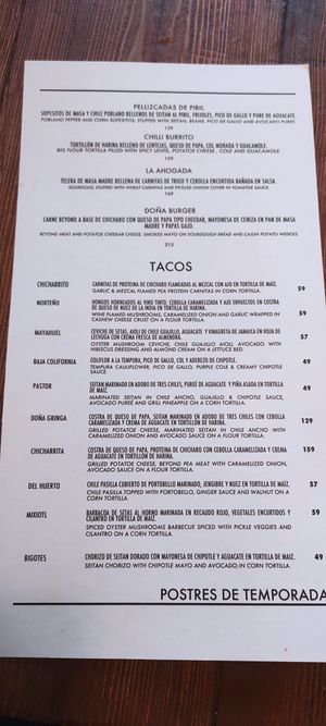 Menu at Don Taco Tequila in San Miguel De Allende