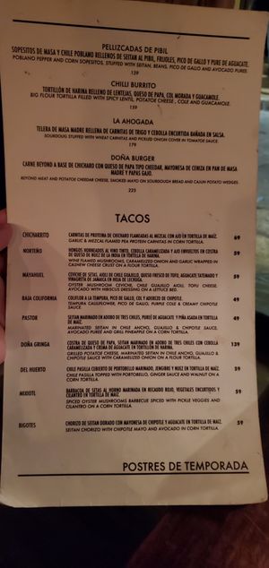 Menu, part 2. Current as of December 2022. at Don Taco Tequila in San Miguel De Allende