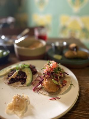 Chorizo and Cauliflower tacos    at Don Taco Tequila in San Miguel De Allende