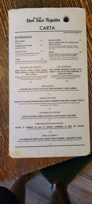 Menu Mar 03, 2025 at Don Taco Tequila in San Miguel De Allende