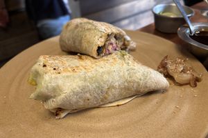 The Chilli Burrito is huge. We ate that fir lunch the next day heated in the toaster oven. Yummy!   at Don Taco Tequila in San Miguel De Allende