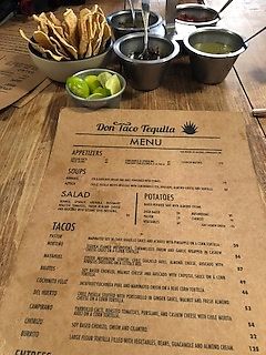 menu at Don Taco Tequila in San Miguel De Allende