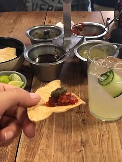 chips, salsa, limonada at Don Taco Tequila in San Miguel De Allende
