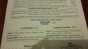 Part of the vegetarian/vegan menu at Stromboli Gastrobar in Barcelona