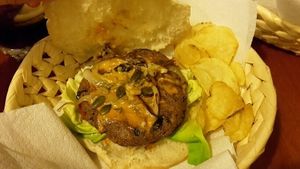 Vegan Tofu-Shitake-Seaweed Burger  at Stromboli Gastrobar in Barcelona