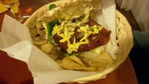 Vegetarian Beetroot&Millet-Burger at Stromboli Gastrobar in Barcelona