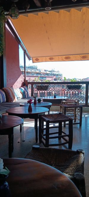 Upper terrace at Zeitoun Cafe in Marrakech