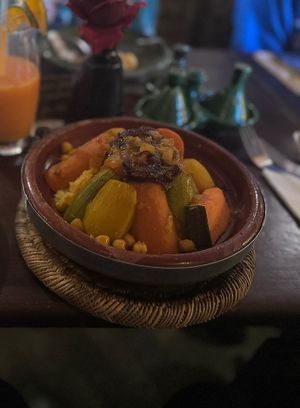 Couscous with vegetables  at Zeitoun Cafe in Marrakech