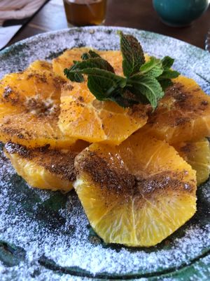 Orange salad with cinnamon  at Zeitoun Cafe in Marrakech