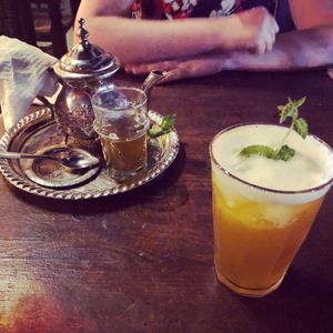 Hot and iced mint teas at Zeitoun Cafe in Marrakech