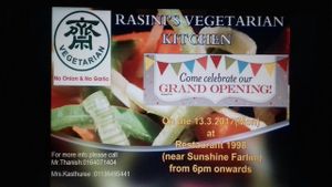 banner at Rasini's Vegetarian Kitchen - Restaurant 1998 in Penang