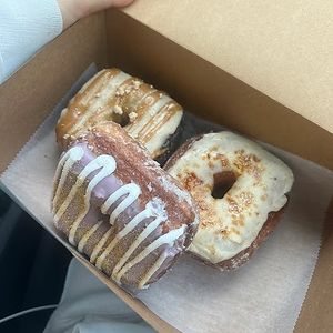 coffee caramel, blueberry cheesecake, caramelized banana at Valkyrie Doughnuts in Orlando