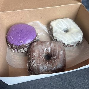 blueberry glazed, blueberry ube coconut filled, blueberry lemon at Valkyrie Doughnuts in Orlando