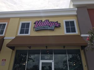 Outside! It's in a plaza  at Valkyrie Doughnuts in Orlando