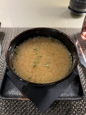 Vegan miso soup with a lot of tofu  at Blu in Locarno