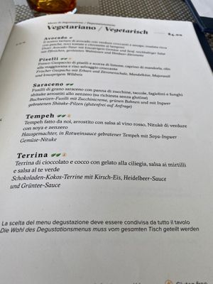 Menù vegano  at Blu in Locarno