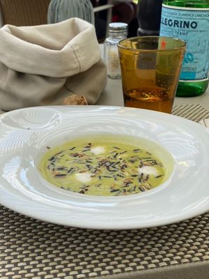 Pea Gazpacho at Blu in Locarno