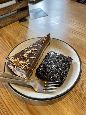 Chocolate mousse and almond cake, date and chocolate brownie   at Bodhi Greens in Dharamshala