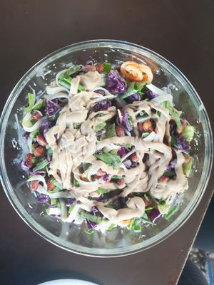 Amazing noodle peanut salad at Bodhi Greens in Dharamshala