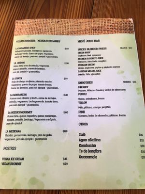 Menue Nov 2018 at Neekich The Wise Rabbit in Merida