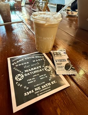 Iced Latte & Cookies and Cream FroPro (vegan) at The Seed in Boca Raton