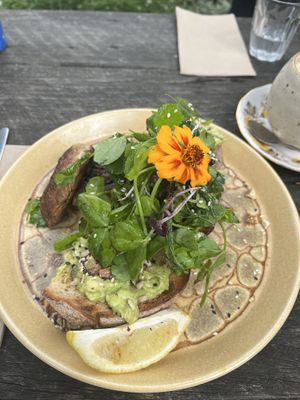 avo smash with mushrooms  at Folk in Byron Bay