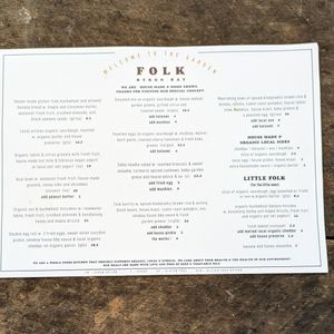 Menu - January 2024 at Folk in Byron Bay