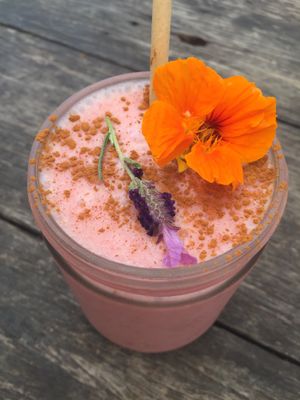 Delicious Strawberry & Rosewater Smoothie at Folk in Byron Bay