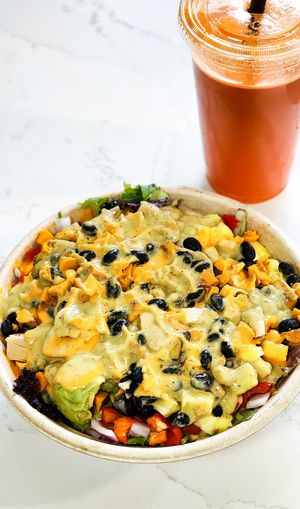 Lots of new vegan options! This is the Caribbean Bowl w/Added Mindful Chik'n ✨️ at grabbagreen in Killeen