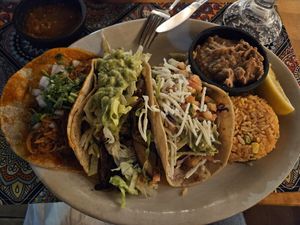 Vegan tacos (birra, shiitake, fish) at Hugo's Cocina  in San Diego