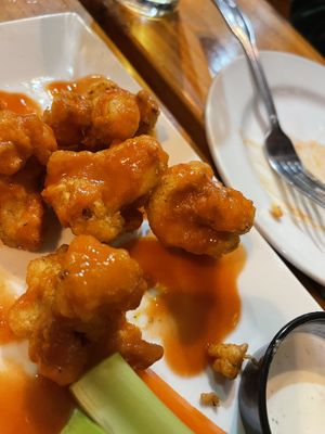 Perfectly crisped & not over-sauced cauliflower Buffalo bites.  at Grains  in San Diego