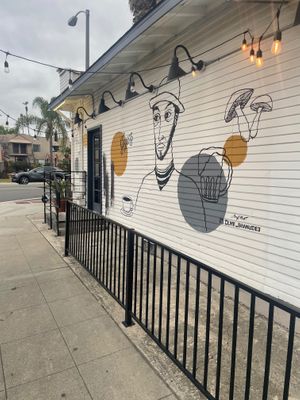 Outside art piece at Grains  in San Diego