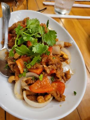 PEPPER GLAZED "CHICKEN" STRIPS at Grains  in San Diego