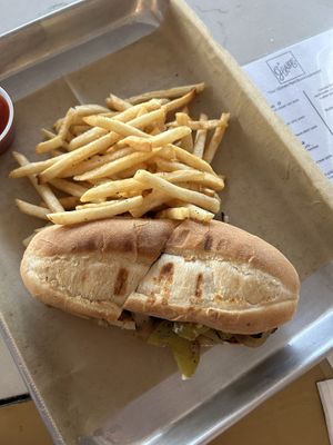 Philly cheese sandwich  at Grains  in San Diego