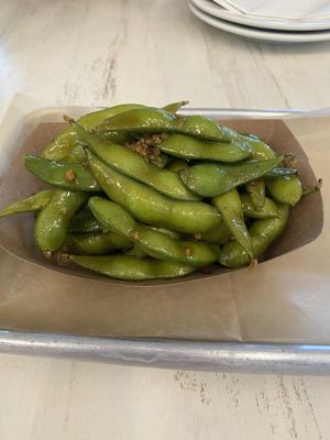 Black pepper edamame  at Grains  in San Diego