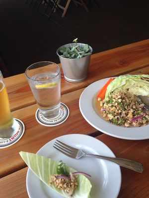 larb salad at Grains  in San Diego