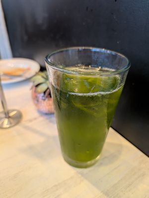 Green iced tea at Grains  in San Diego