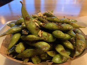 Black Pepper Edamame at Grains  in San Diego