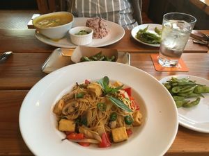 Drunken Angel, garlic edamame, and curry! at Grains  in San Diego