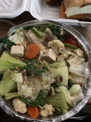 Grains garden vegetable dish. Included jasmine rice on the side. The portion was huge. Could feed 2 adults. However, the meal was subpar. Very bland   at Grains  in San Diego