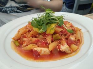 Vegan tofu Bolognese at Chapter 17 in Hebden Bridge